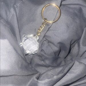 Plastic Crystal style pig Keychain with Gold tone Ring